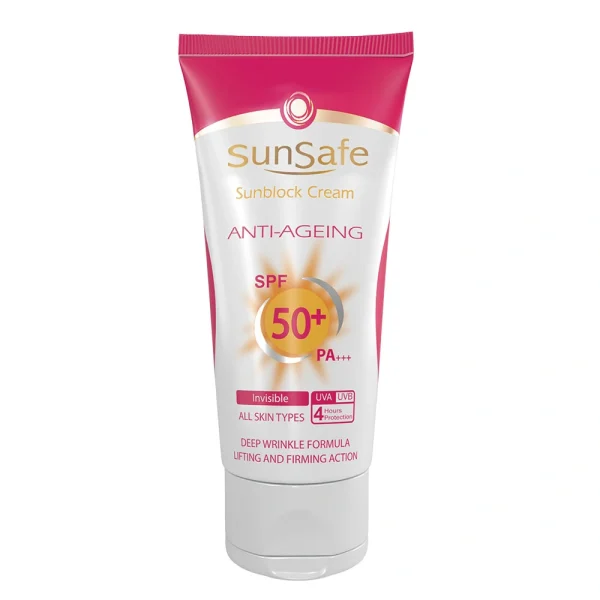 کرم ضد آفتاب و ضد چروک سان سیف SPF50 بدون رنگ