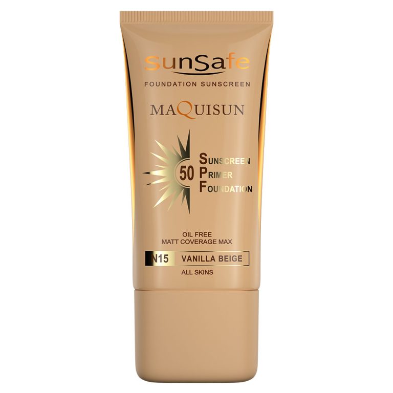 ضد آفتاب کرم پودری و پرایمری مکیسان SPF 50 سان سیف بژ وانیلی N15