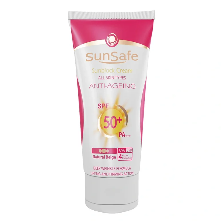 کرم ضد آفتاب و ضد چروک سان سیف SPF50 بژ طبیعی
