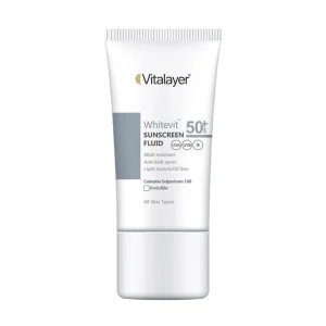فلوئید ضد آفتاب ویتالیر مدل Whitevit SPF50 ضد لک و روشن‌کننده حجم ۵۰ میلی‌لیتر