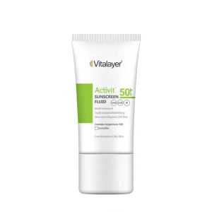 فلوئید ضد آفتاب ویتالیر مدل Activit SPF50 مخصوص پوست چرب حجم ۵۰ میلی‌لیتر