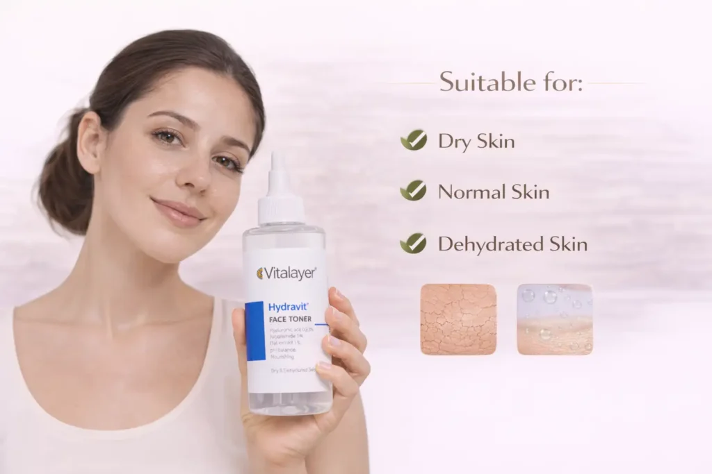 تونر صورت ویتالیر مدل Hydravit مناسب پوست خشک و دهیدراته