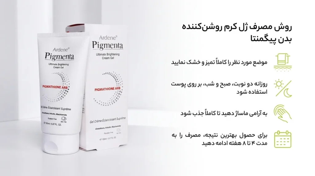 ژل کرم روشن کننده قوی بدن پیگمنتا آردن 150 میلی لیتر