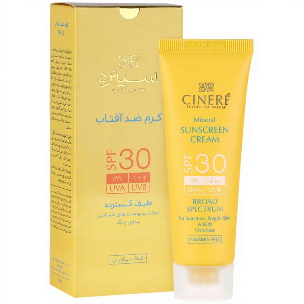 کرم ضدآفتاب مینرال سینره SPF30 مخصوص پوست حساس و کودکان